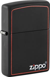 ZIPPO Classic Logo with Red Border Black Matte Windproof Lighter Pocket Lighter
