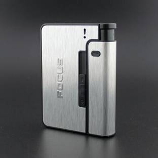 VIOVI Focus Pioneer Silver Cigarette Case with Portable Lighter I Ideal for 84mm long King Size Cigarette Pocket Lighter