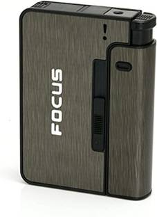 focus YH001-GREY Cigarette Case with Portable Lighter I Suitable for 8pcs King Size Cigarettes Pocket Lighter