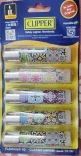 clipper Refillable Large Cigarette Lighters (Tiles)- 5 PCS Pocket Lighter