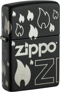 ZIPPO Design Black Matte with Chrome Windproof Lighter Pocket Lighter