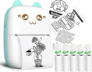 BAWALY Bluetooth Pocket Printer for Kids Prints Picture with 5 Roll of paper Mini Thermal Printer
