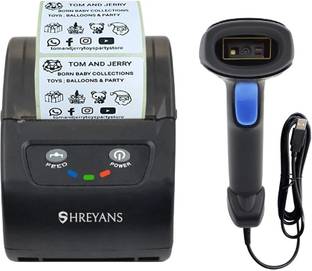Shreyans Barcode Printer + 1D Barcode Scanner Combo Package