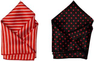 SquareStyle Striped, Polka Print Satin Blend Pocket Square