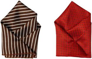 SquareStyle Geometric Print, Striped Satin Blend Pocket Square