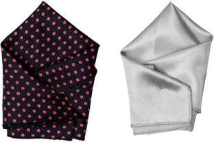 SquareStyle Polka Print, Solid Satin Blend Pocket Square