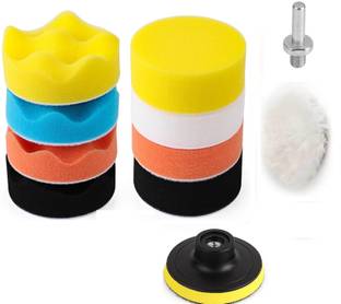 TRUJVE 11 PCS Car Foam Drill Buffing Pad Polishing Pads Kit,Car Polisher Kit Sponge Car Wash Cleaning Tools, Sealing Glaze, Foam Pads of Drill Polisher Metal Polisher