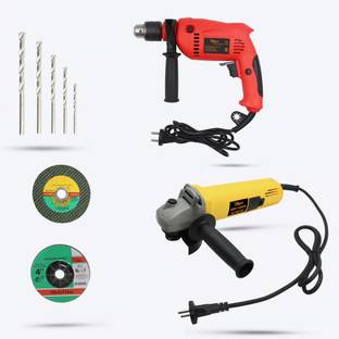 Hillgrove HGCM342M2 4"inch Angle Grinder With 13mm Drill Machine with Masonry 5 Drill Bits 100% Copper Winding HGCM342M2 4"inch Angle Grinder Metal Polisher