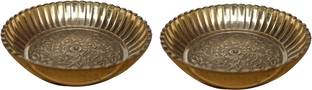Craft World 3NO China Plate, Bhog Thali Prasad Plate Pooja Accessories Brass (PCK 2) Brass