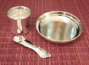 SujArta Achman / Achamana Set, Premium Silver Plated Lota, Thali (Tabana) & Spoon Set Silver Plated