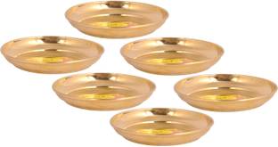 Shivshakti Arts Brass Bhog Thali/Plate Small for Puja/Arti/Navratri/Durga Puja Special(6 Piece) Brass