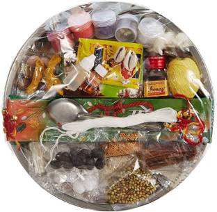 ME&YOU Special Puja Thali of 31 ingredients for Hawan Puja, Diwali Pujan, Navrata Pujan, Durga Pujan IZ18PujaThaliPack31-001 Steel