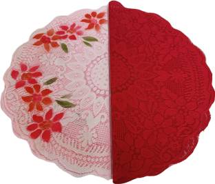 Nimmi Decore of Pooja Thali Designer Flower Design Thal Posh Plate Cover Combo of 2 Cotton