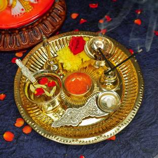 Ekhasa Puja Thali Set for Home | Aarti Thali for Pooja | Pital Pooja Thali Set Brass