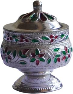 DRIKIPO German Silver Sindoor Box Silver Plated