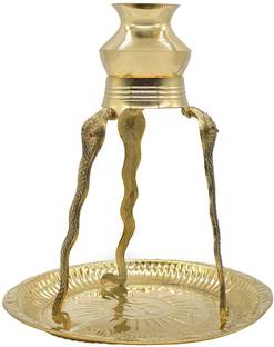 BUY N RELAX Big Size Brass Pooja Plate Thali with Shivling Stand and Abhishek Lota 6inch Brass