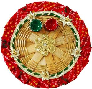 the bath stories Eco-Friendly Bamboo Decorative Pooja Thali |Aarti Thali 2 Decorative Small Diya Bamboo