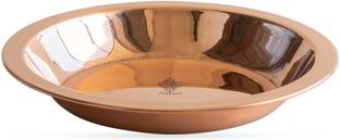 इंडियानार्टविला Copper Pooja Thali Plate, Poojan Purpose, Spiritual Gift Item, 8" Inch तांबा