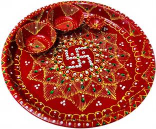 free ways Handcrafted Traditional Pooja Thali Set Stainless Steel