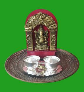 SujArta Haldi Kumkum Set, Arishina Kumkum Set, Premium Medium (6*4.5*1.5 Inch) Silver Plated
