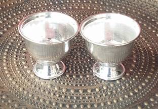SujArta Haldi / Arishin Kumkum /Akshata 2 Bowls, Premium Medium (2.5 *2 Inch each Bowl) Silver Plated