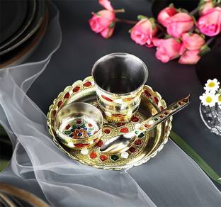 Dhinchak Laddu gopal bhog thali bhagwan bhog puja prasadam Thali 1 Set Steel