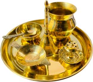 DARIDRA BHANJAN pooja thali set for karwa chauth, Pooja ki thali, Brass pooja thali set Brass