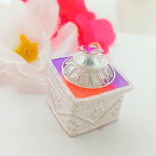 Parasmoni silver Sindoor Dabbi/Holder with Beautiful Square Shape Design Silver