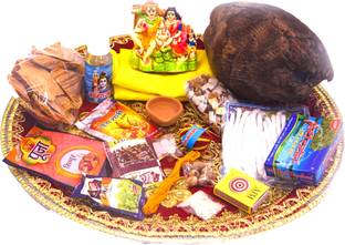 Milni Express hartalika teej Pooja Samagri with Decorated Bamboo Basket with 24 items Bamboo