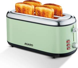 AGARO Royal 4 Slice Stainless Steel Pop Up Toaster, With Cancel, 1450 W Pop Up Toaster