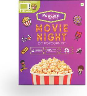 POPCORN&COMPANY Mini Movie Night Instant Popcorn Kernels Seeds with with 4 Seasoning 450 g Bhelpuri, Butter Salt, Green Chilli, Cheese Popcorn
