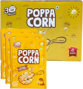 poppacorn Instant Hot 'N' Fresh Butter Popcorn 35gX20 Pouches imported Golden Buttery Popcorn