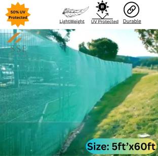 SSE (5Ftx60Ft)-50% Green Shade House Net Sun shade home For Garden/Balcony/Plants Portable Green House