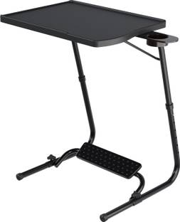 TABLE MAGIC Pro Executive Black Workspace Computer Table with Footrest Plastic Computer Desk