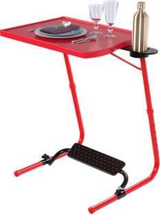 TABLE MAGIC Pro Executive Cherry Red Workspace Computer Table with Footrest Plastic Computer Desk