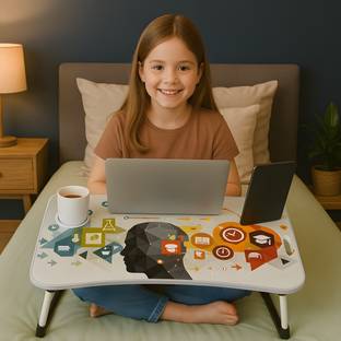 kitchoff Foldable multipurpose Laptop Table Wood Portable Laptop Table