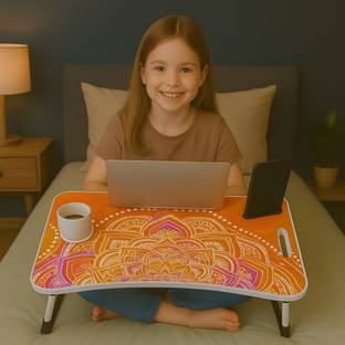 INSIDE STYLE All-in-One Stable Bed Laptop Table for Kids, Office, Study, Bed & Craft Use Wood Portable Laptop Table