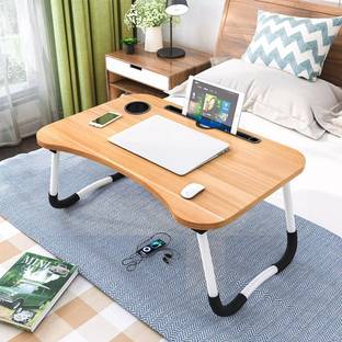 KAIZONE Multipurpose Foldable with Cup Holder, Study , Bed Wood Portable Laptop Table