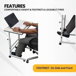 Sleek Silver Sleek Silver Heavy Duty Multi Purpose Study Table Sturdy Metal Wood Portable Laptop Table