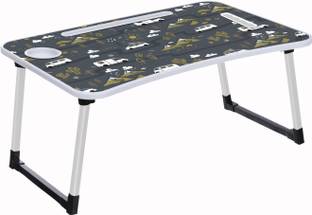 FurniGully Multipurpose Foldable Table with Cup Holder, Study , Bed ,Table, Portable Wood Portable Laptop Table