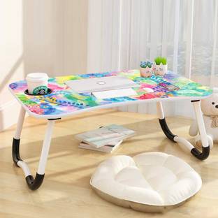 MITHILA Multipurpose Laptop Table with Cup Holder Foldable and Portable, Non-Slip Legs Wood Portable Laptop Table