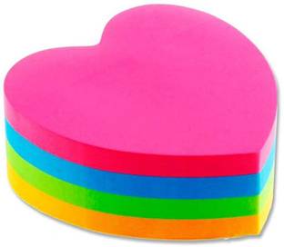 Peeplvalue Heart Shape Sticky Notes 100 Sheets Heart Shape Sticky, 5 Colors