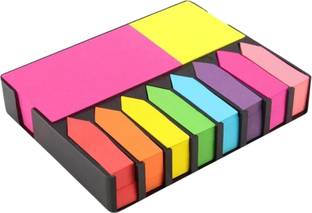 R H lifestyle STICKY NOTES 200 Sheets Sticky Note memo pad Bright neon Colors with 4 Sticky Note pad and 8 Page Marker Arrow Flags, 10 Colors