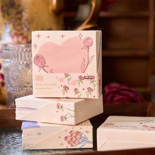 LANLOY Romantic Sticky Notes Set – Multicolor Heart, Rose & Butterfly Memo Pads 200 Sheets Adhesive, 1 Colors