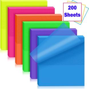 ZIARO Multicolor 50 Sheets Transparent Self Stick Note, 4 Colors