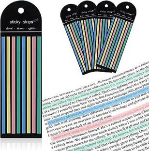 Vintager Pack Of 5 Transparent Long Page Neon Highlighter Strips Sticky Index Multicolor 160 Sheets 5, 4 Colors