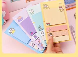 DCELLA DD 4 Sheets Pastel Multicolor Sticky Note Pads, Self-Stick Notes Notes, Study, School, 4 Colors