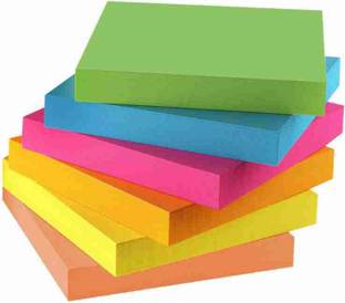 wisdo Fluorescent paper Self Adhesive Memo pad sticky Notes 400 Sheets Regular, 5 Colors