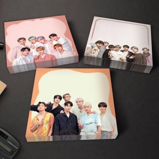Niki Enterprises BTS Cute Design Memo Pads ( Set of 3 ) Each Pad 125 Pages 125 Sheets Regular, 3 Colors