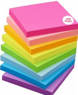 KIDLAND Fluorescent Paper Self Adhesive Sticky 80 sheets per color 400 Sheets Regular, 8 Colors